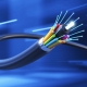 Interior de cable fibra óptica plástica